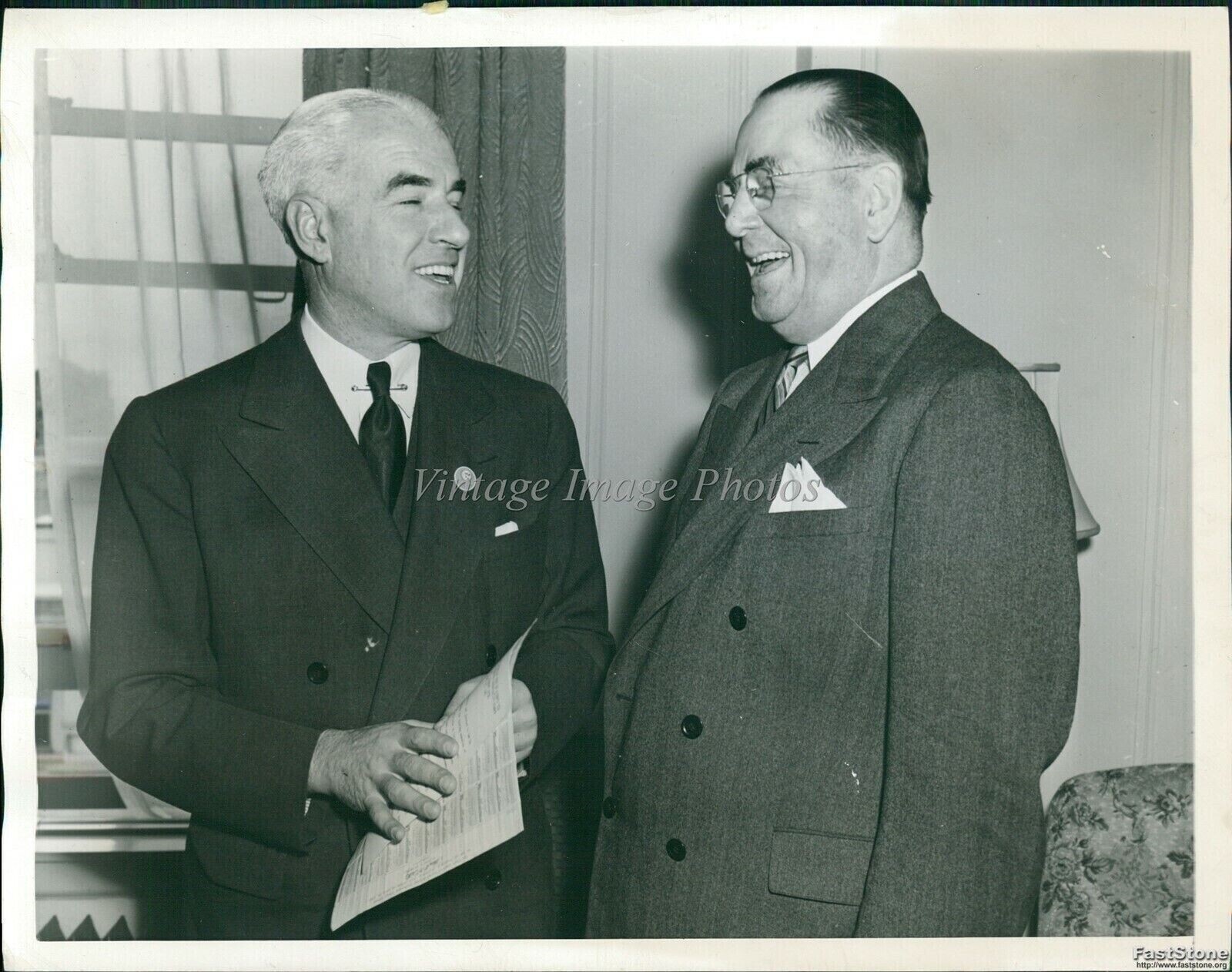 1945 Postmaster Wm Mccarthy Sells Stamps To Edward Stettinius Politics Photo 6x8