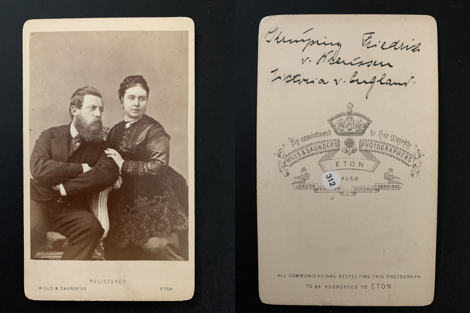 Hills & Saunders, Eton, Crown Prince Frederick of Prussia & Victoria of England 