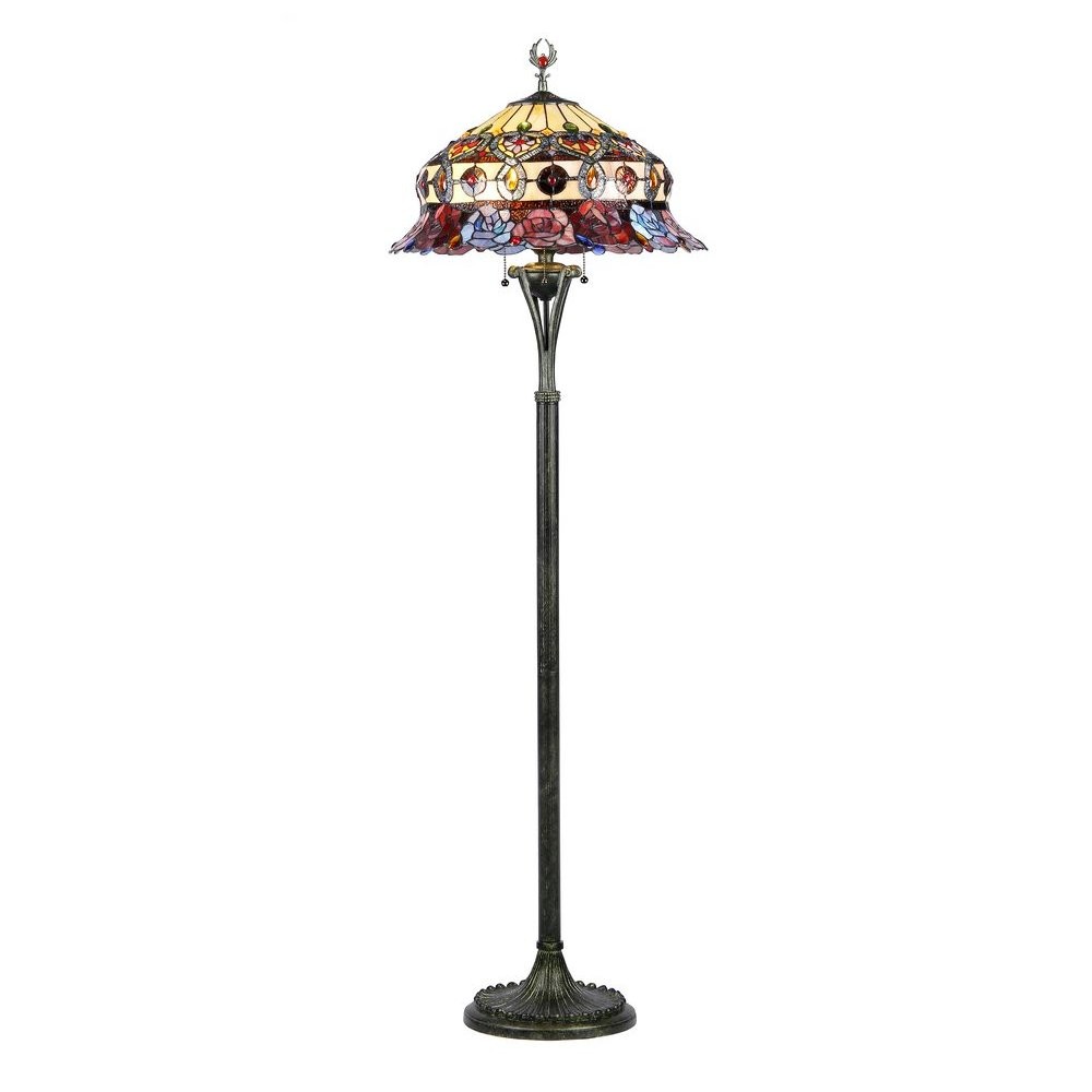 3 Light Tiffany-style Roses Scalloped Floor Lamp 20\