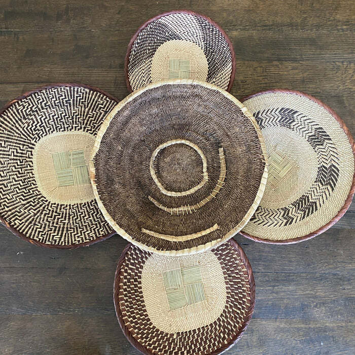 5 Makenge and Tonga Wall Basket Set | African Wall Basket Art  #731