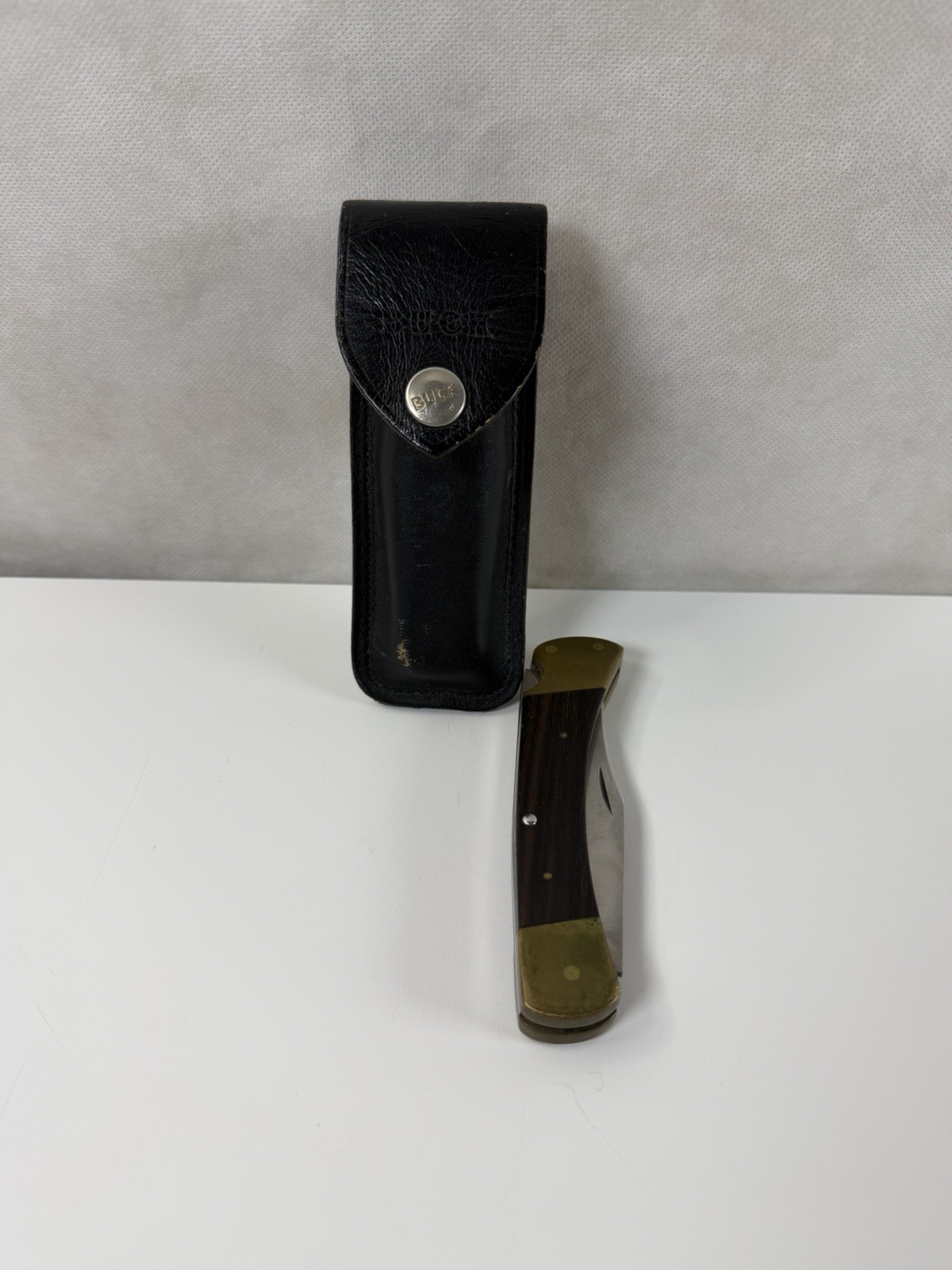 Vintage BUCK 110 4-Dot Folding Hunter Knife 1981-1986 Lockback & Leather Sheath