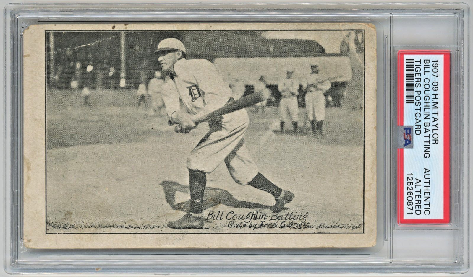 1907 Detroit Tigers H.M. Taylor Postcard Bill Coughlin PSA