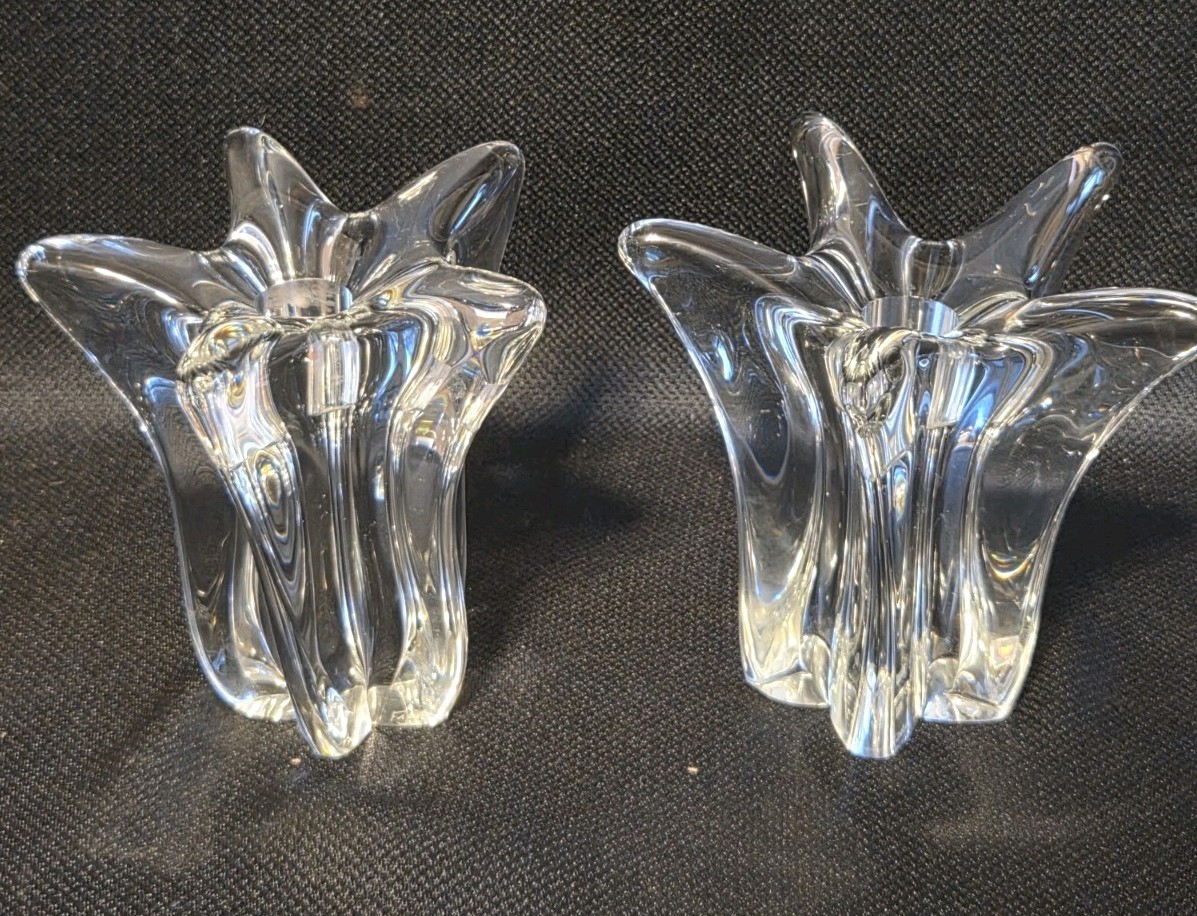 Vintage Crystal Starfish Candle Holders Pair Mid Century Modern Tulip Daum Style Vintage Crystal Starfish Candle Holders Pair Mid Century Modern Tulip Daum Style