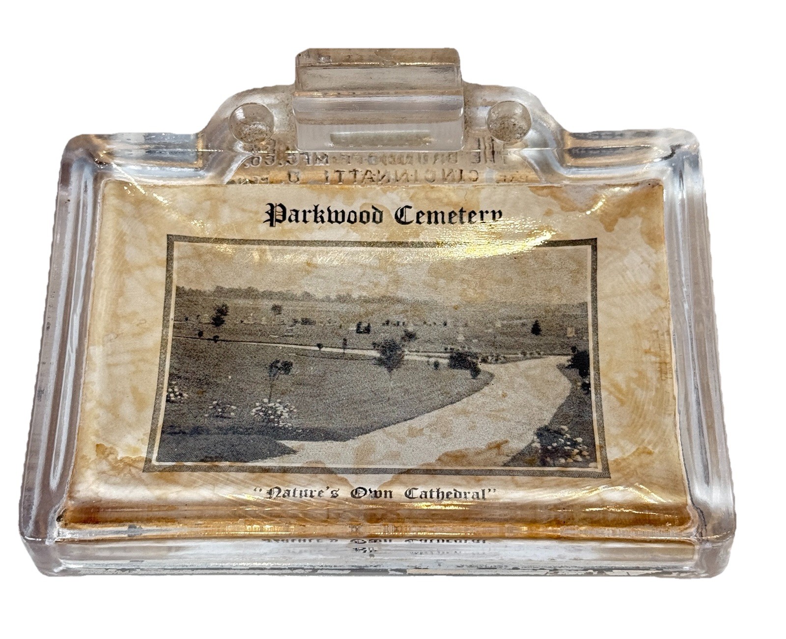 BALTIMORE , MARYLAND MD Antique PARKWOOD CEMETERY Souvenir Glass Dish Plate BALTIMORE , MARYLAND MD Antique PARKWOOD CEMETERY Souvenir Glass Dish Plate