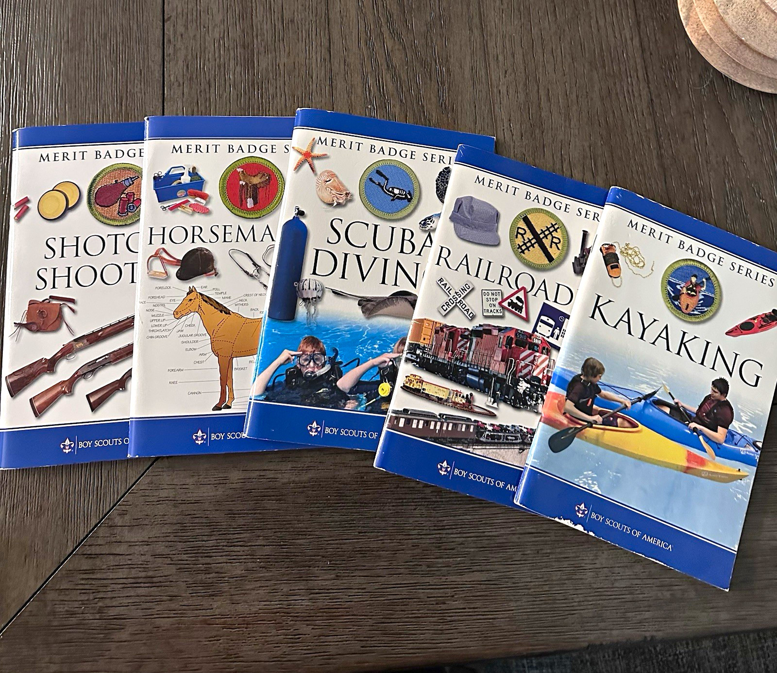 Boy Scouts of America Merit Badge Series Book Lot: Scuba, Kayaking, Railroading