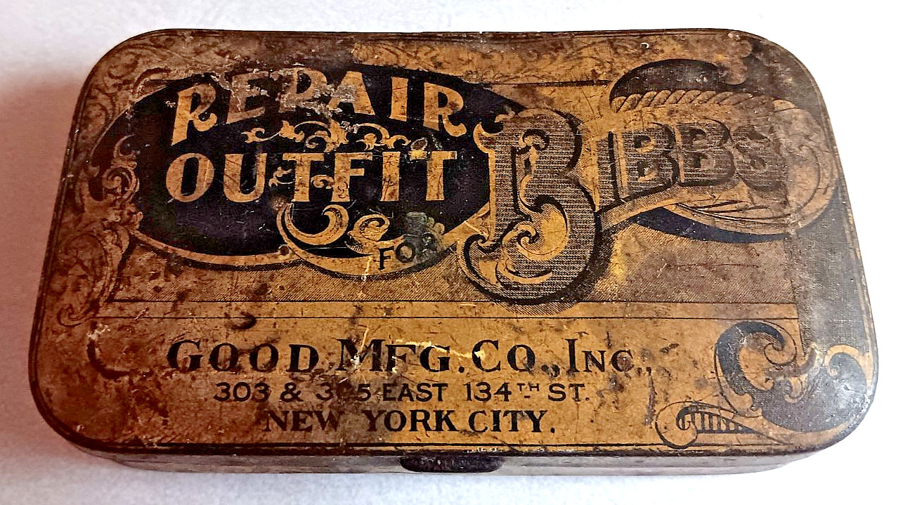 ANTIQUE BIBBS GOOD MFG CO HARDWARE REPAIR OUTFIT TIN CIRCA 1880-1900