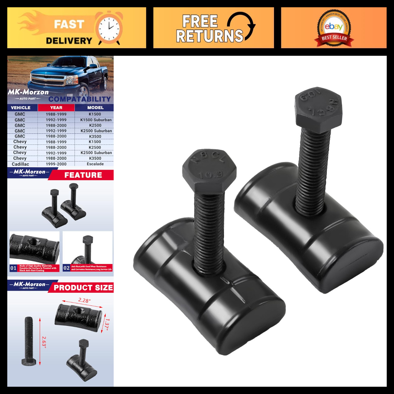 Torsion Bar Key Adjustment Block Nuts & Bolts for Chevy 11561233 15530026 Upgrad