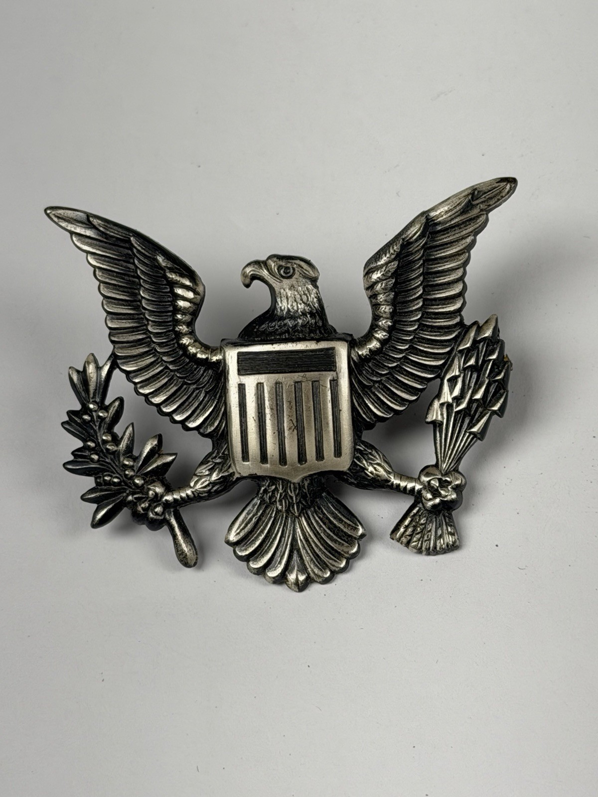 Vintage N.S. Meyer NY U.S. Military Officer Cap Eagle Insignia Screwbac