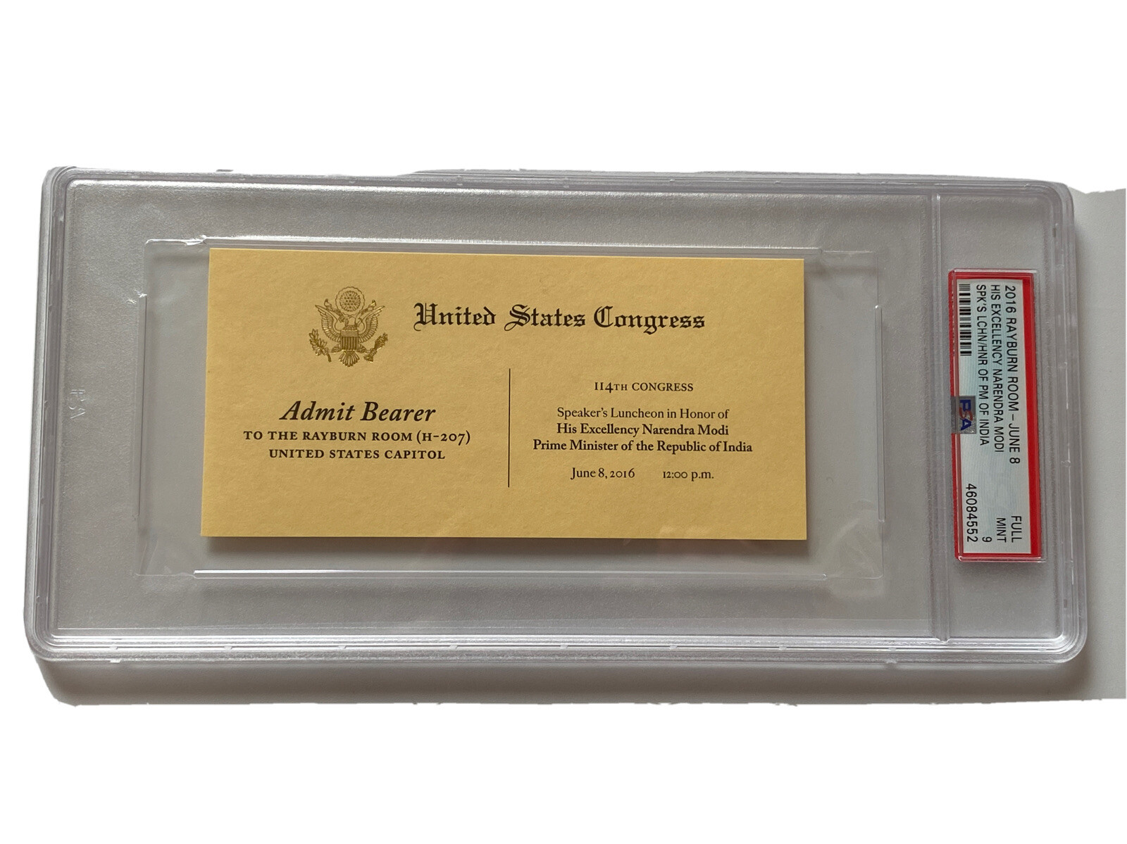 2016 Speaker Paul Ryan Luncheon Ticket India Prime Minister Narendra Modi PSA 9