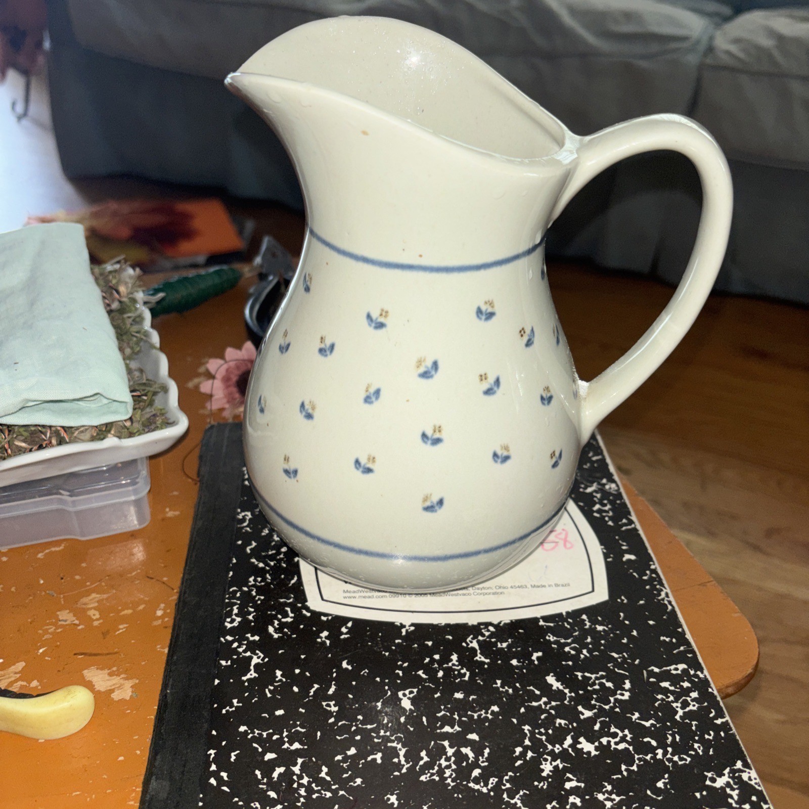 Vintage Otagiri Stoneware Pitcher Petite Rose Brown Dot Vintage Otagiri Stoneware Pitcher Petite Rose Brown Dot
