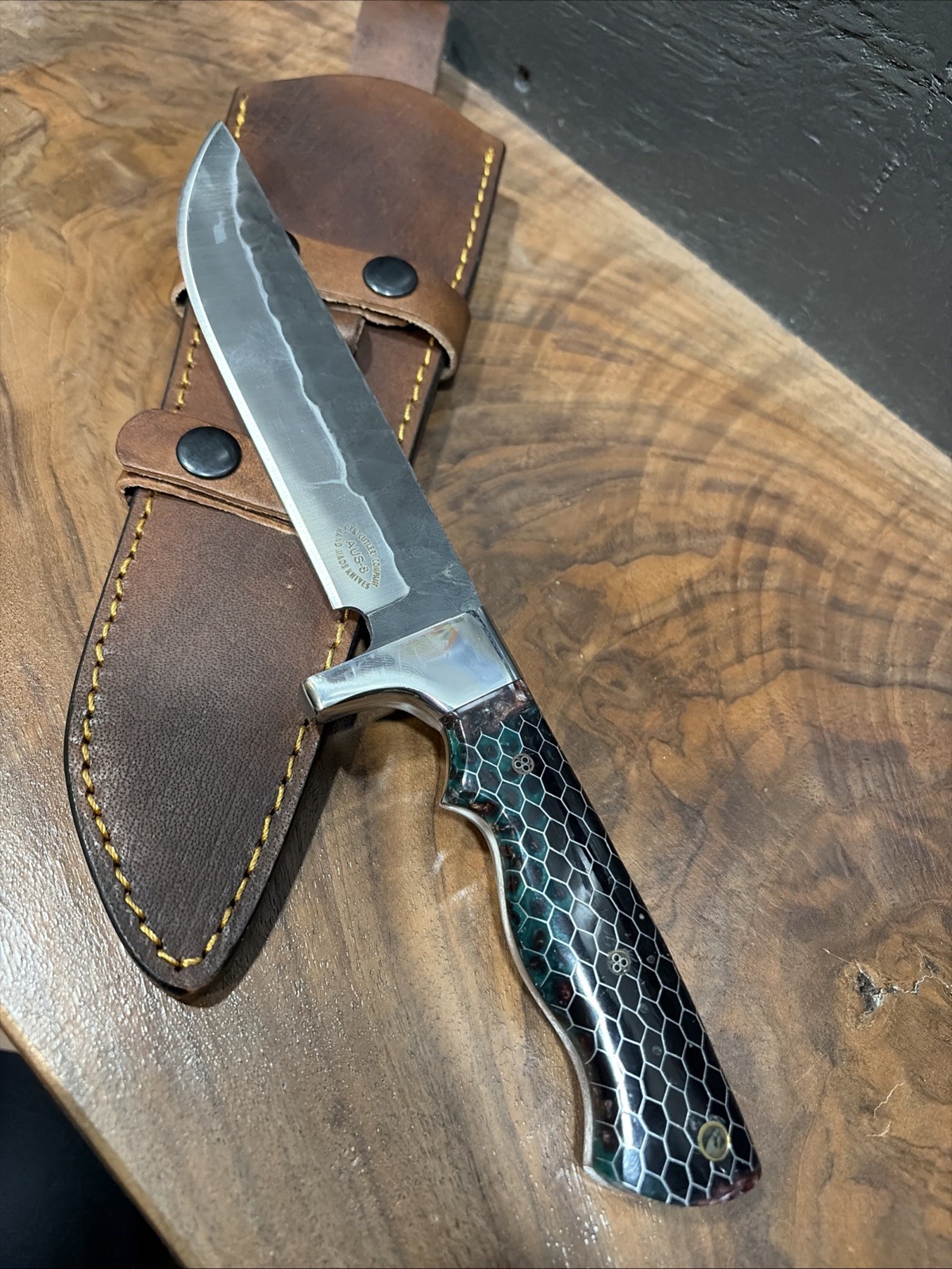 CFK Knife 11 1/4” AUS-8 Honeycomb Handle