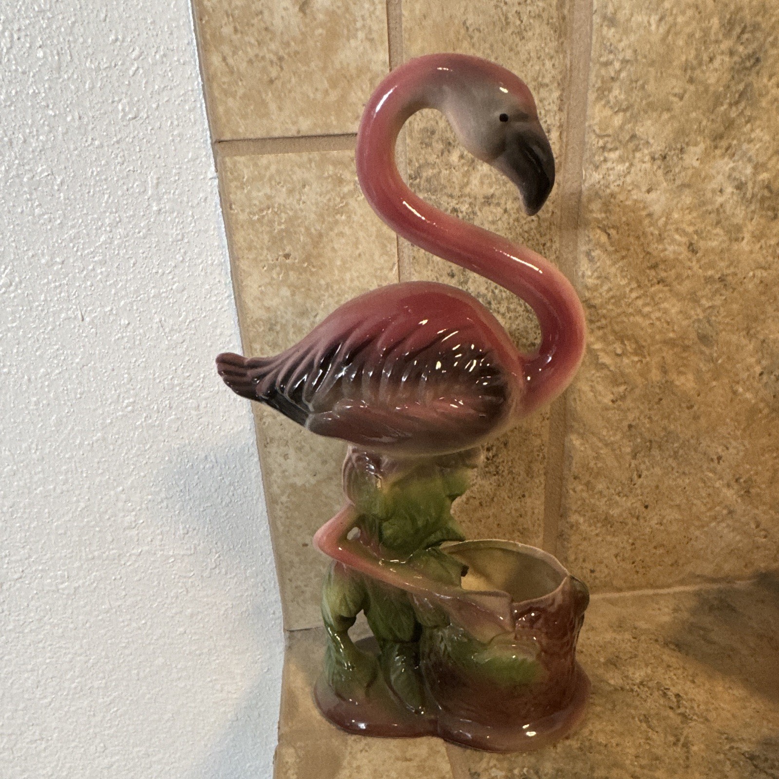 California Pottery Art Deco Vintage Standing Flamingo Planter 10\ California Pottery Art Deco Vintage Standing Flamingo Planter 10\