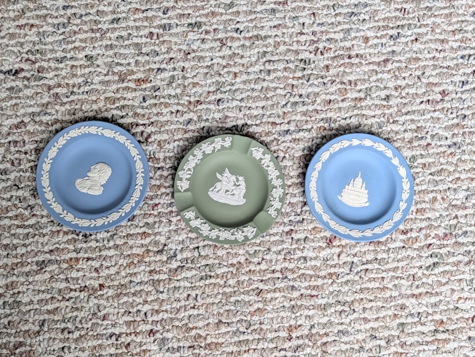 Lot Of 3 Wedgwood Vintage Blue and Green Jasperware 4.5\