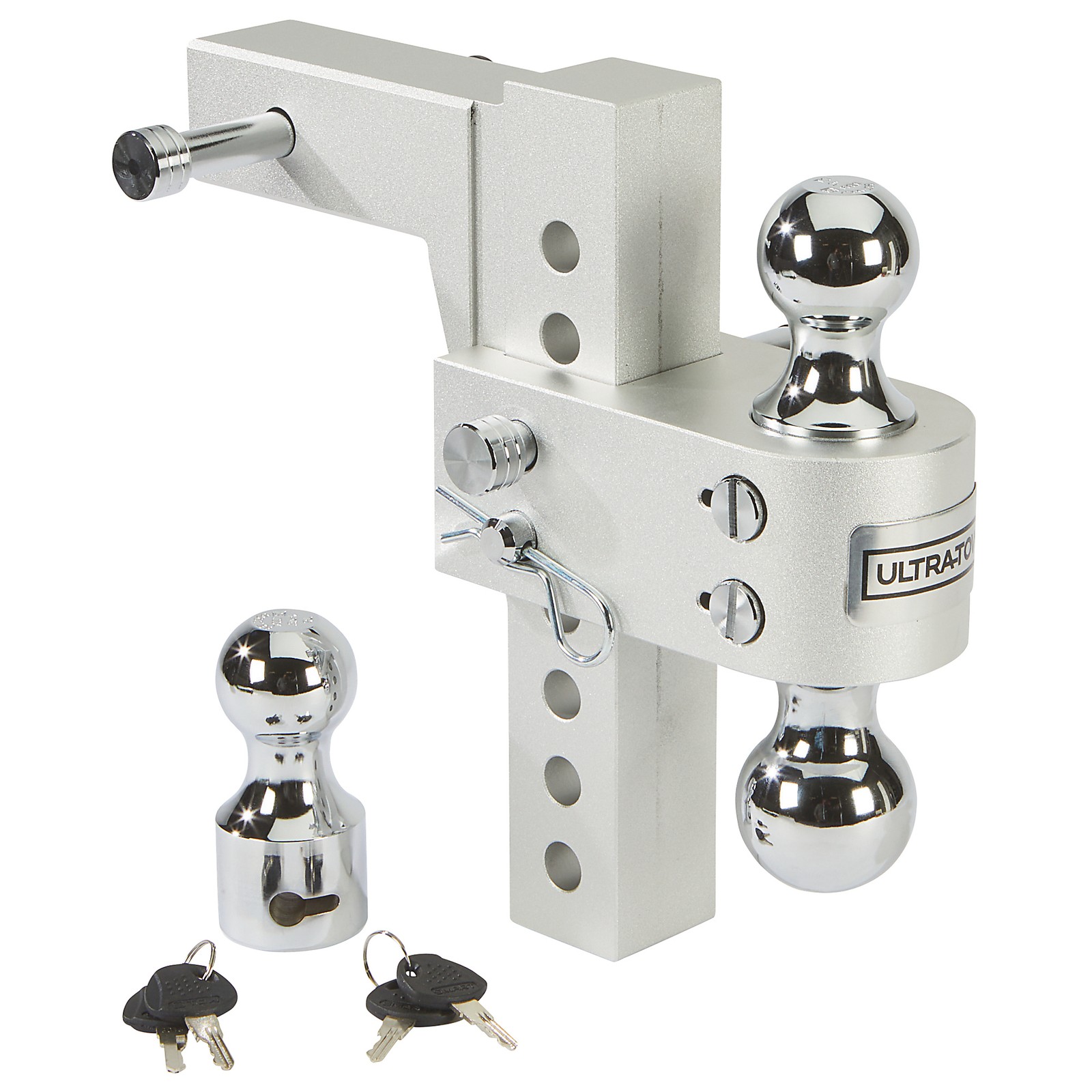 Ultra-Tow 8in. Adjustable Aluminum Dual Ball Mount with Third Ball, Class IV, Ultra-Tow 8in. Adjustable Aluminum Dual Ball Mount with Third Ball, Class IV,