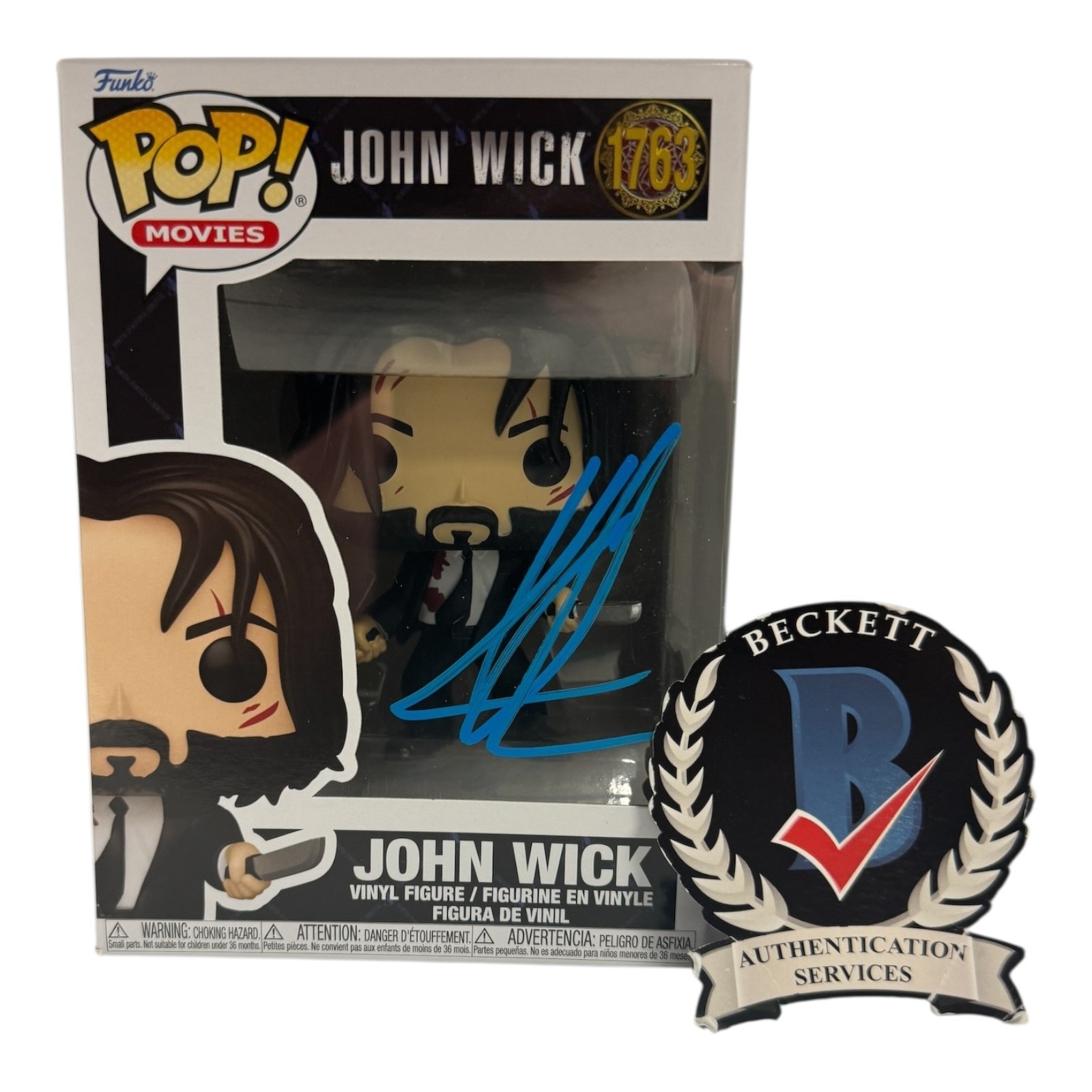 Keanu Reeves Signed Autograph John Wick Funko Pop 1763 Beckett BAS