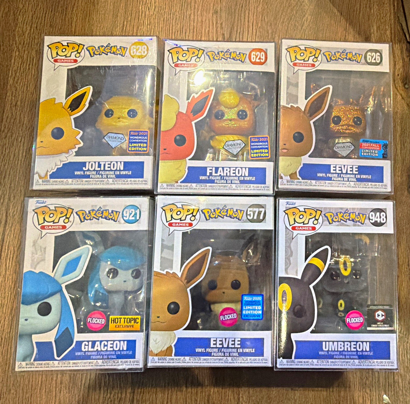 Funko Pop Pokémon Vinyl Figure Lot 6 Flocked and diamond eevee,Umbreon,glaceon Funko Pop Pokémon Vinyl Figure Lot 6 Flocked and diamond eevee,Umbreon,glaceon