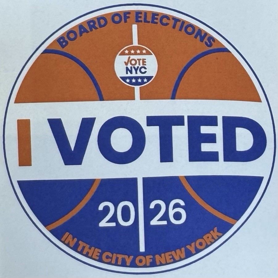 Knicks themed \'I Voted\' sticker New York City 2.5 inch Diameter NYC Election Knicks themed \'I Voted\' sticker New York City 2.5 inch Diameter NYC Election