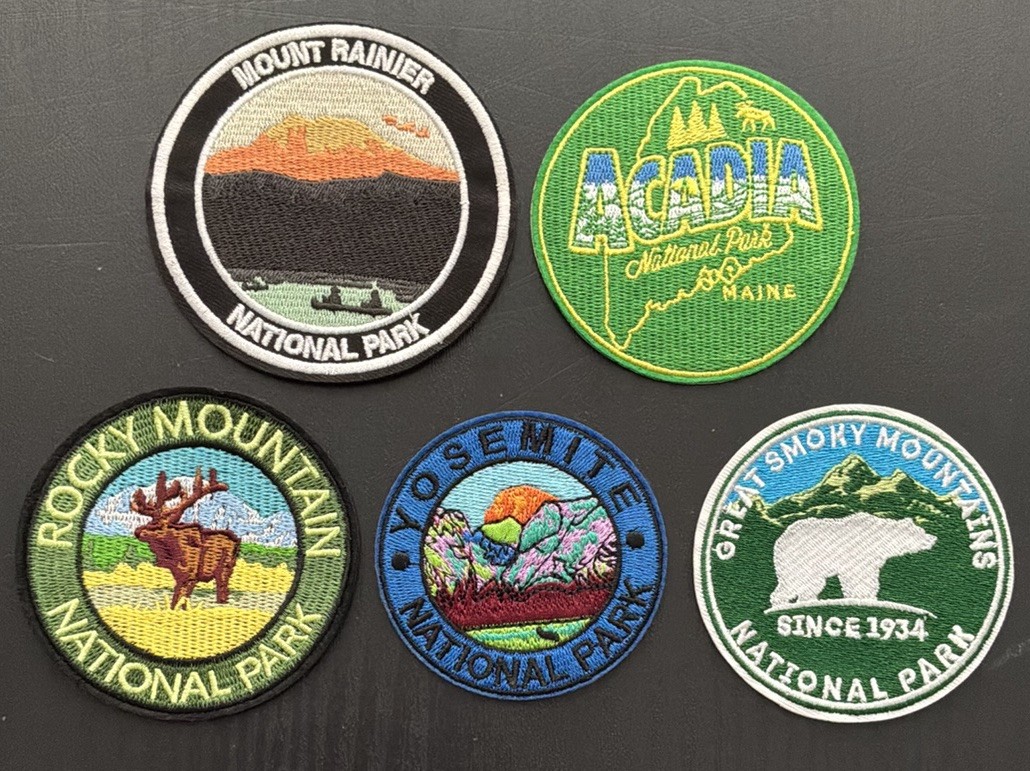NATIONAL PARKS PATCH LOT YOSEMITE ACADIA MT RAINIER YELLOWSTONE SMOKY ROCKY MTNS