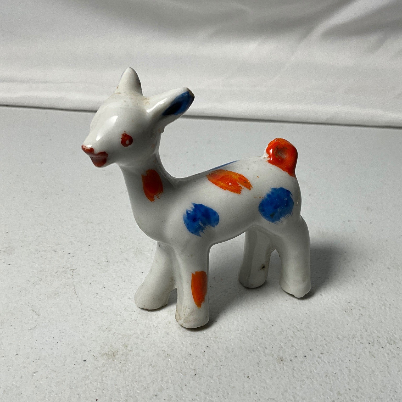 Vintage Ceramic Porcelain Deer Fawn Figurine Hand Painted Polka Dot Japan