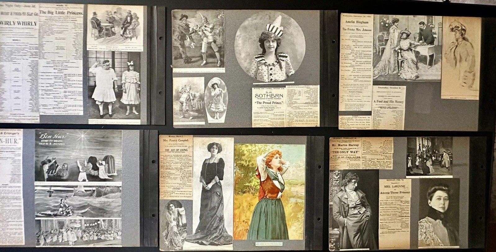 1900s Huge Antique Scrapbook Photo Album of Famous Theatre Actors & Actresses