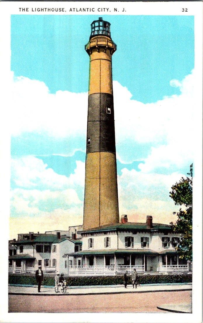 1910-20\'s THE ABSECON LIGHTHOUSE HOUSES PEOPLE ATLANTIC CITY NJ ANTIQUE POSTCARD
