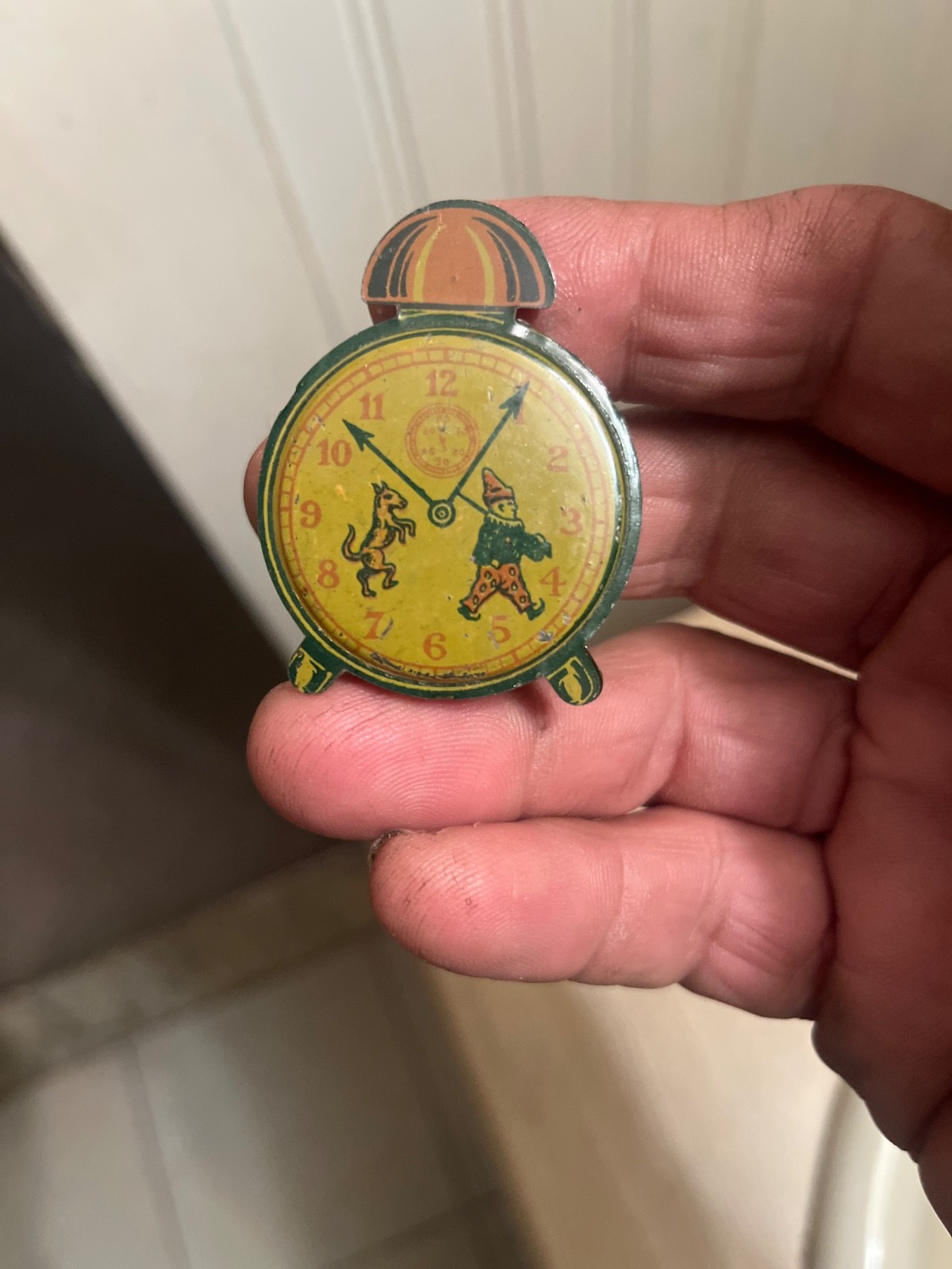 rare Tin alarm clock still bank germany 