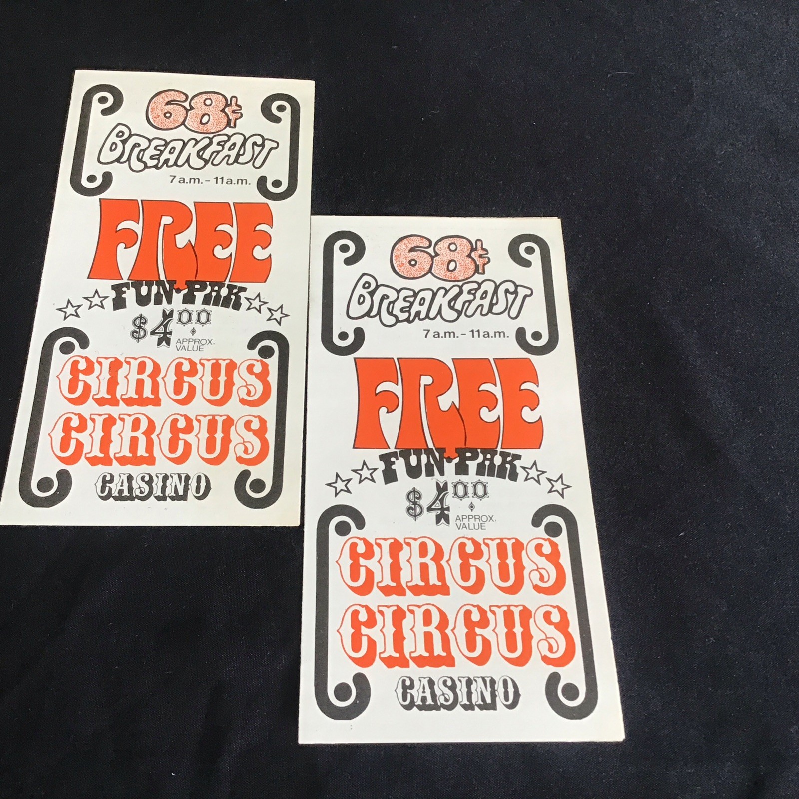 Original Pair Of 2 CIRCUS CIRCUS CASINO~LAS VEGAS 1970 Free Admission Coupon Original Pair Of 2 CIRCUS CIRCUS CASINO~LAS VEGAS 1970 Free Admission Coupon