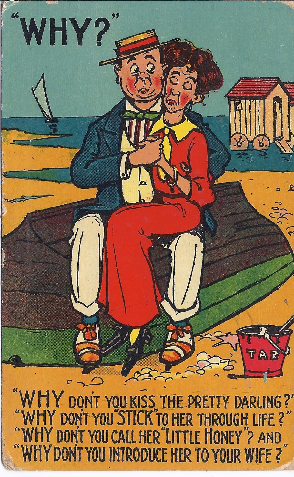 1913 20th‑century comic postcard, British‑printed “WHY?” Bamforth & Co S 2000\'s