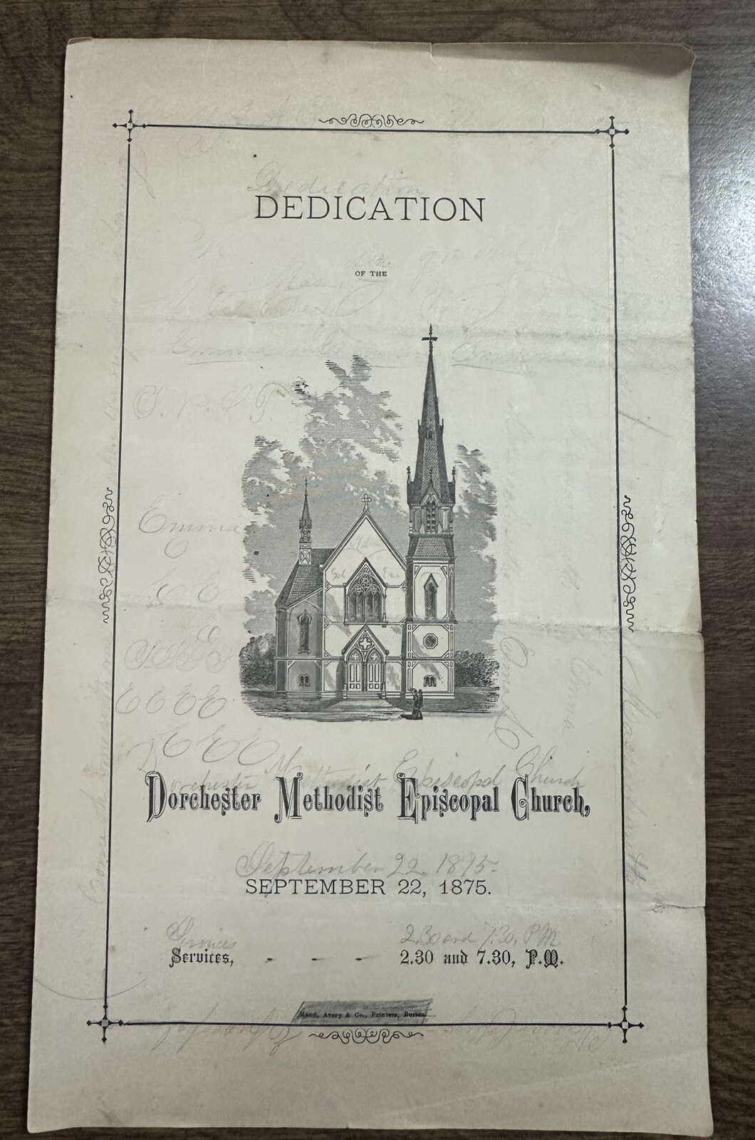 1875 Dorchester Boston Methodist Episcopal Church Program Victorian Antique 1875 Dorchester Boston Methodist Episcopal Church Program Victorian Antique