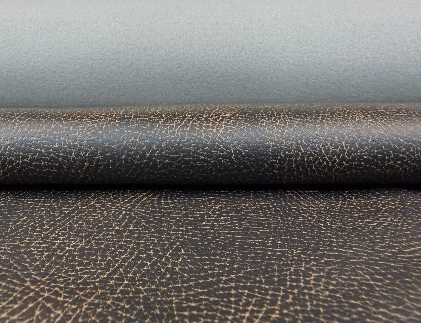 6.375 yd Schumacher Brisa Distressed Steerhide Brown Upholstery Faux Leather