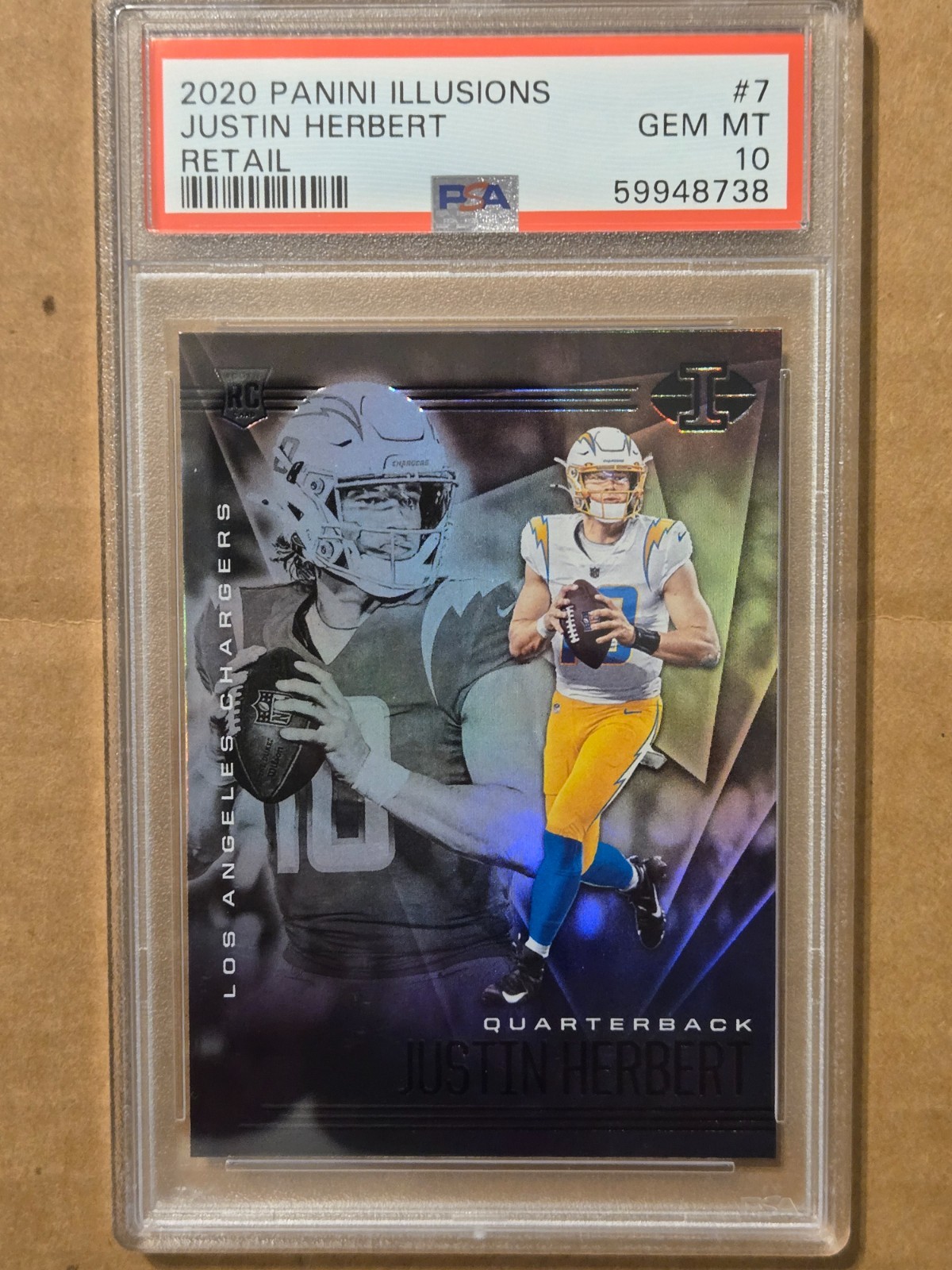 2020 Panini Illusions Justin Herbert Rookie RC #7 PSA 10 Chargers Gem Mint 2020 Panini Illusions Justin Herbert Rookie RC #7 PSA 10 Chargers Gem Mint