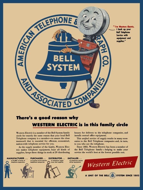 1948 Bell System & Western Electric - AT&T - NEW METAL SIGN: 9x12