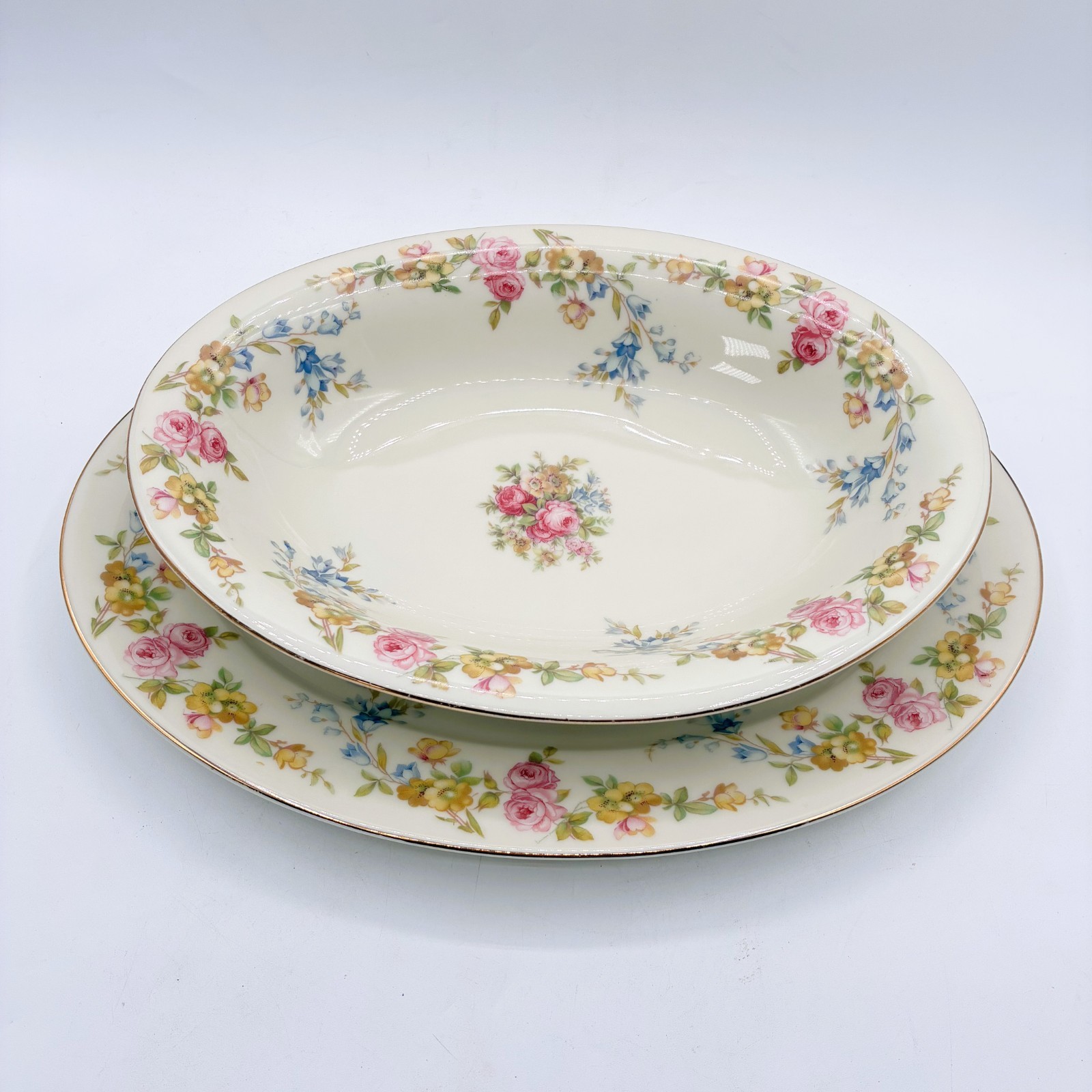 Vintage KPM Royal Ivory Riviera Porcelain Oval Serving Bowl & Platter Germany