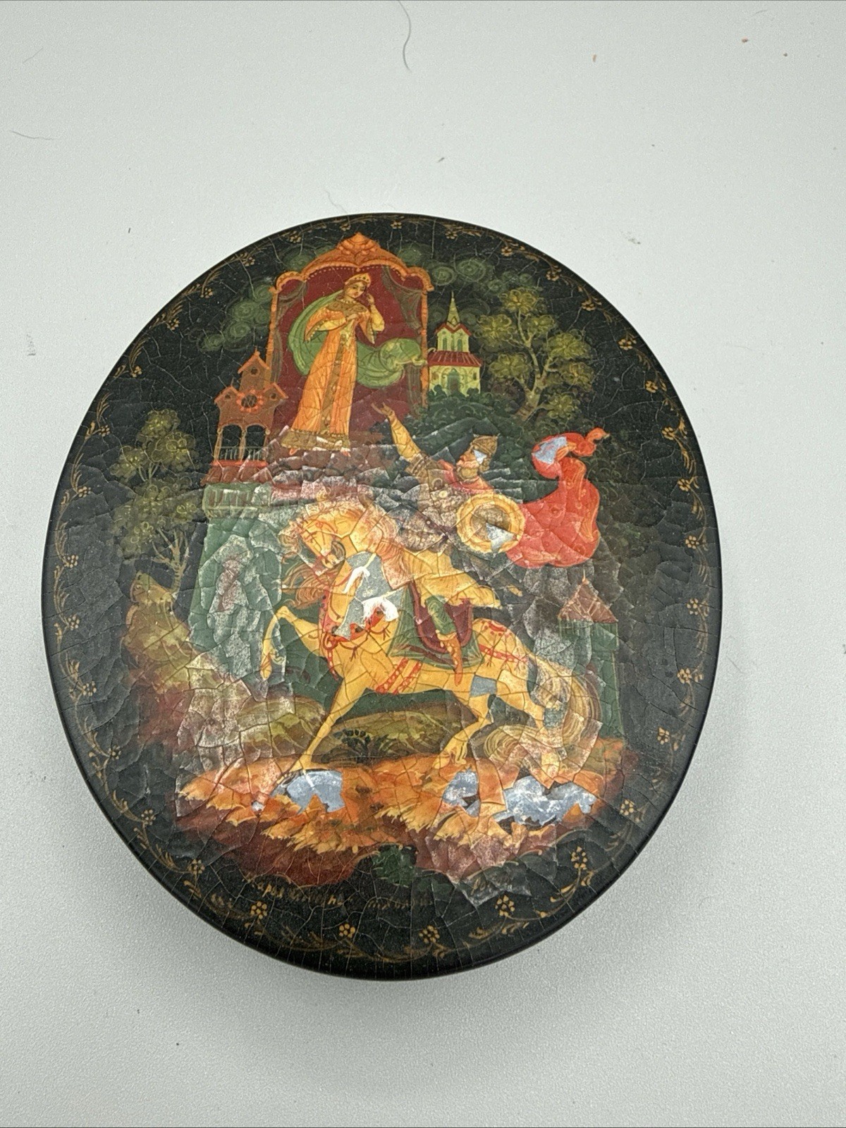 Kholui Russian Lacquer Box Maria Morevna Signed Rogov c 1960s Kholui Russian Lacquer Box Maria Morevna Signed Rogov c 1960s