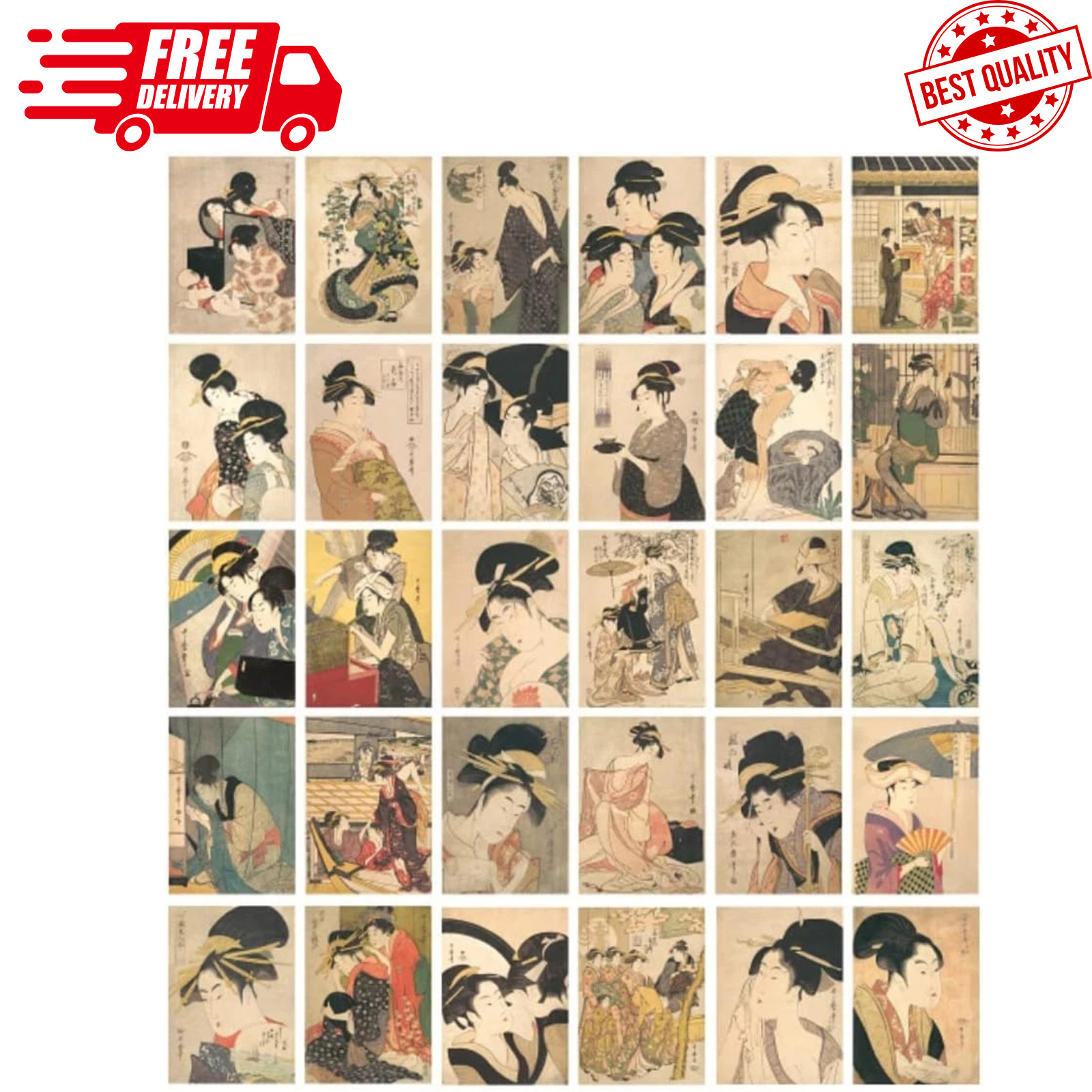 Vintage Art Postcards Set | 30 Postcards | Japanese Artist Kitagawa Utamaro Vintage Art Postcards Set | 30 Postcards | Japanese Artist Kitagawa Utamaro