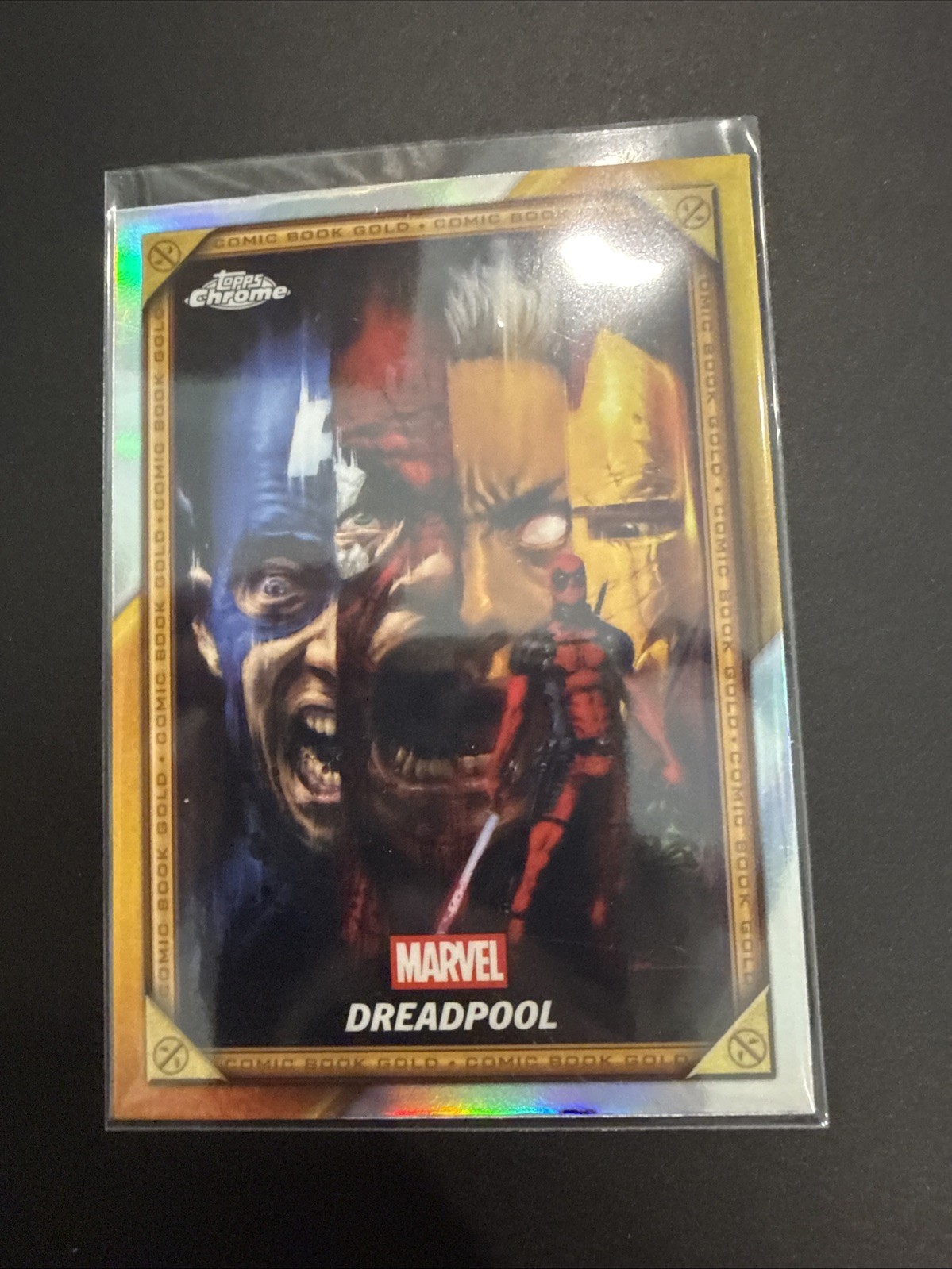 2025 Topps Chrome Deadpool #CB-28 Dreadpool Comic Book Gold Card 2025 Topps Chrome Deadpool #CB-28 Dreadpool Comic Book Gold Card