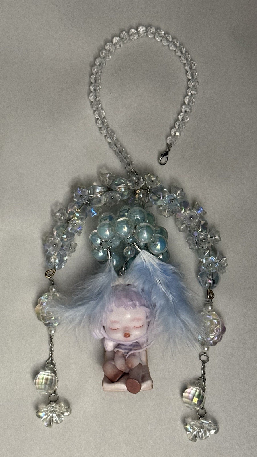 Skull Panda “Enjoy Oneself” Custom Beaded Hanging Car Mirror Charm Pendent Decor