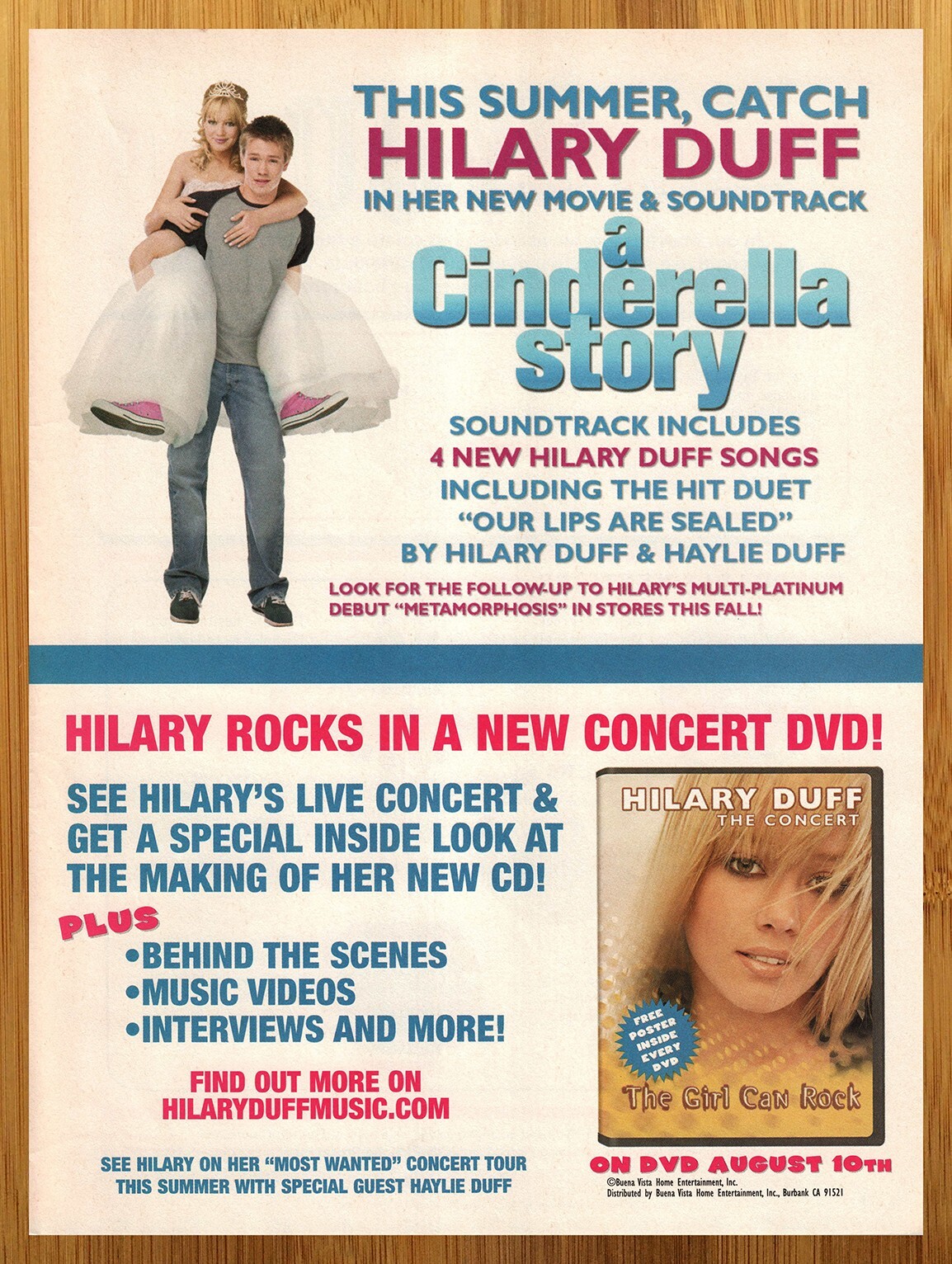 2004 Hilary Duff Cinderella Story/Concert Print Ad/Poster CD LP DVD Art 00s Kids