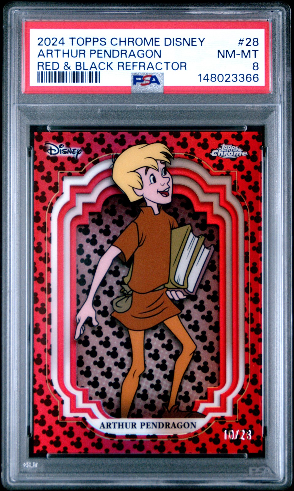 2024 Topps Chrome Disney #28 Arthur Pendragon Red & Black Refractor PSA 8 2024 Topps Chrome Disney #28 Arthur Pendragon Red & Black Refractor PSA 8