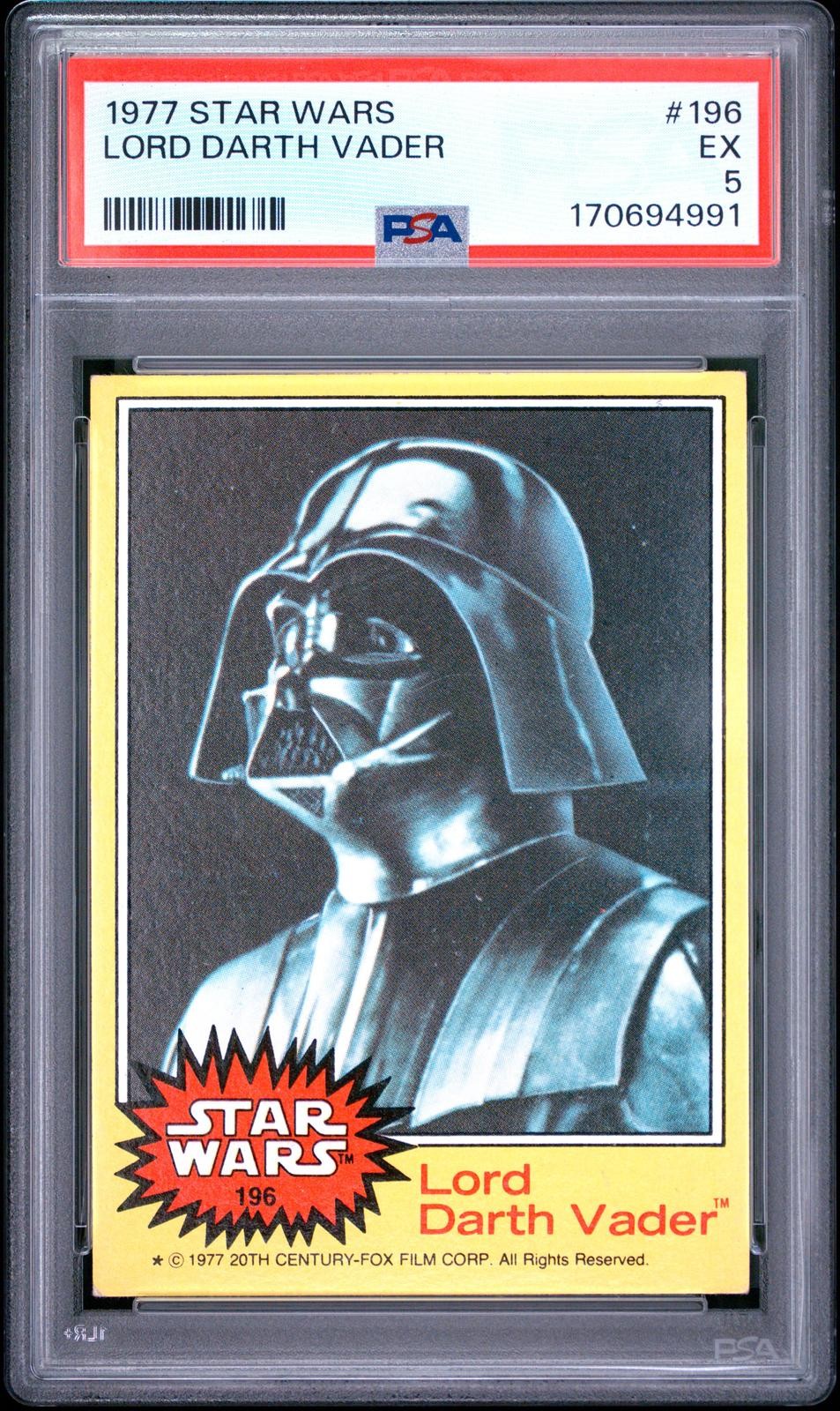 1977 Star Wars #196 Lord Darth Vader PSA 5