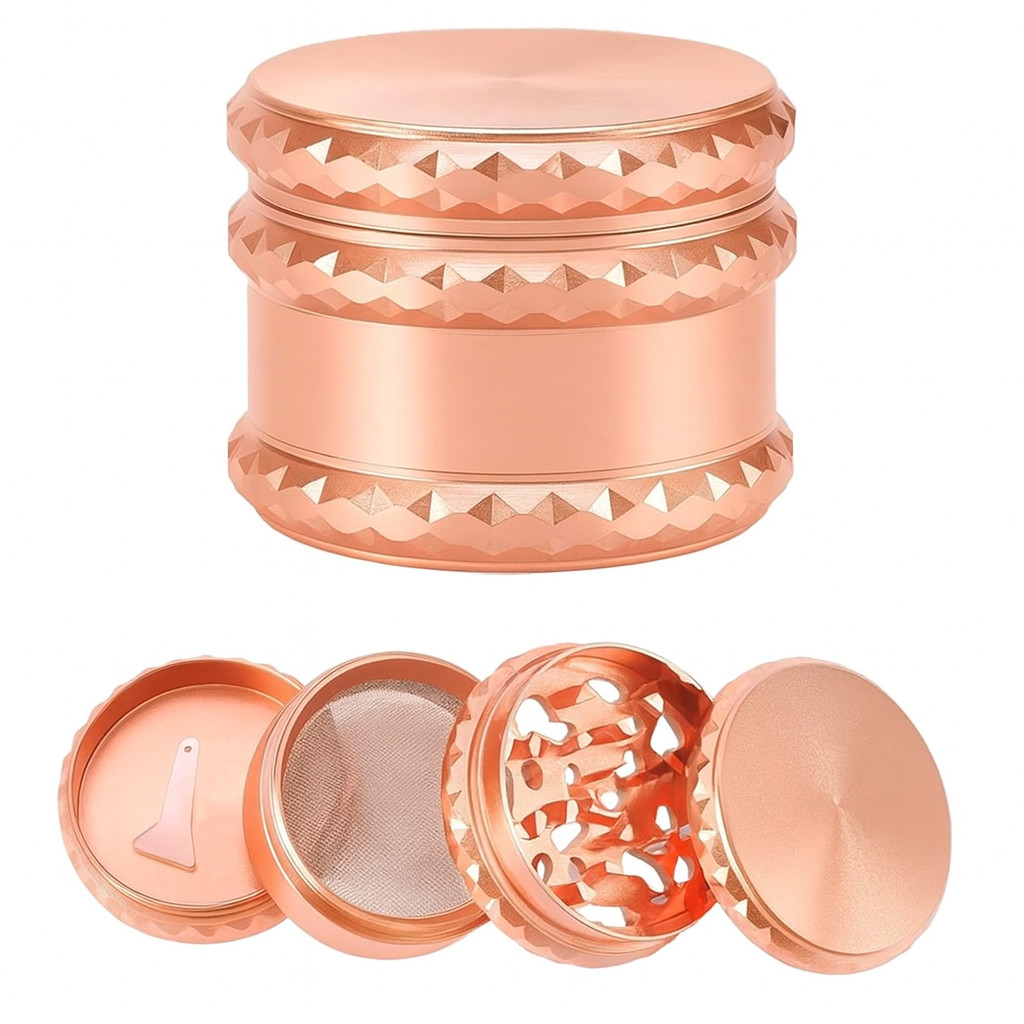 4-Piece 2.25in Spice Herb Grinder Metal Herb/Spice Grinder: Rose Gold 4-Piece 2.25in Spice Herb Grinder Metal Herb/Spice Grinder: Rose Gold