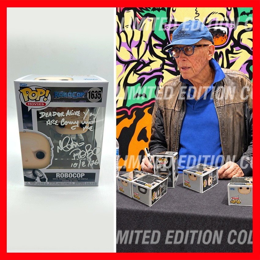 PETER WELLER SIGNED Robocop Funko POP #1635 No Helmet & Quote - COA & PICTURE