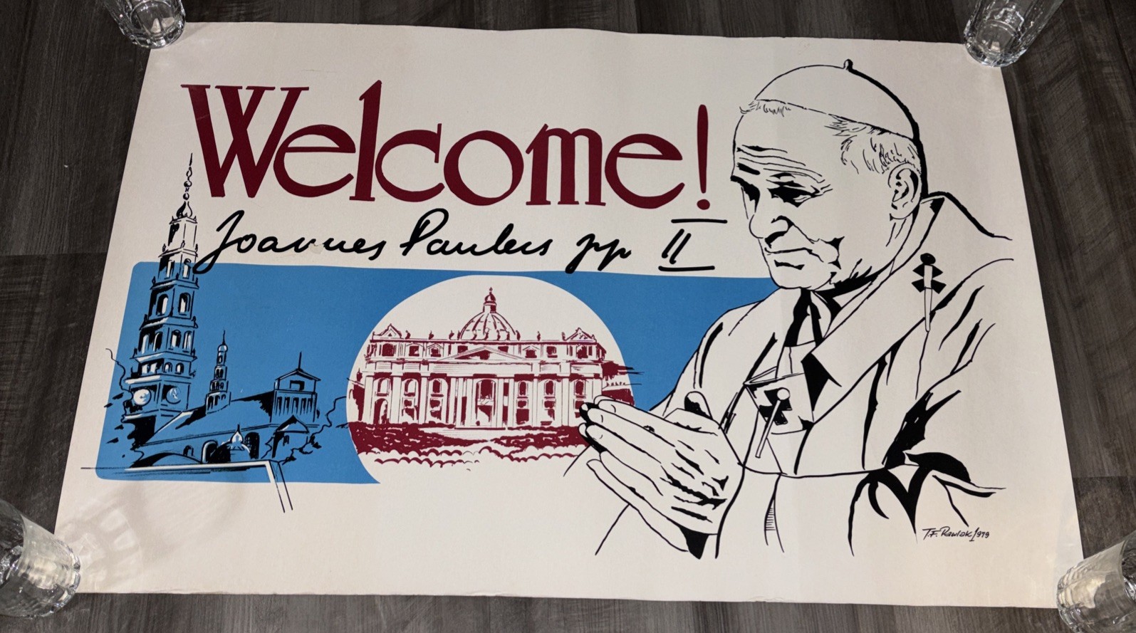 RARE Vintage 1979 Pope John Paul II Poster Visit To Chicago United States Papal RARE Vintage 1979 Pope John Paul II Poster Visit To Chicago United States Papal