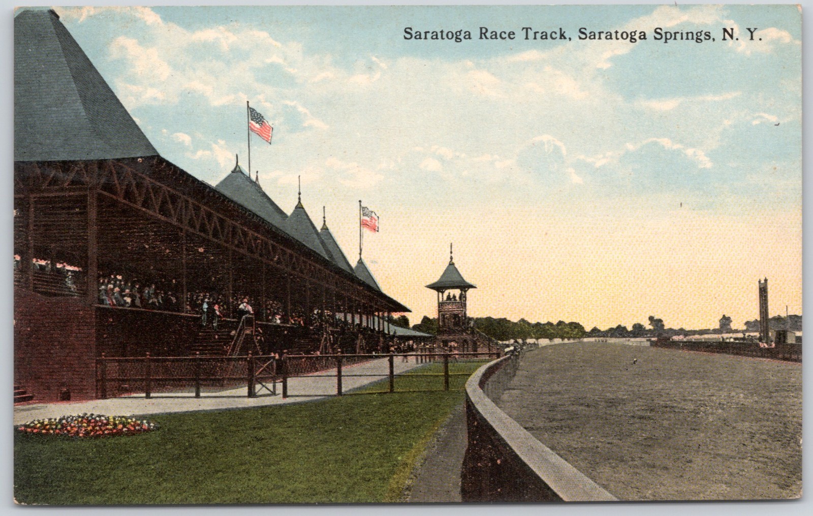 Postcard NY Saratoga Springs New York Saratoga Race Track Horse Racing D174