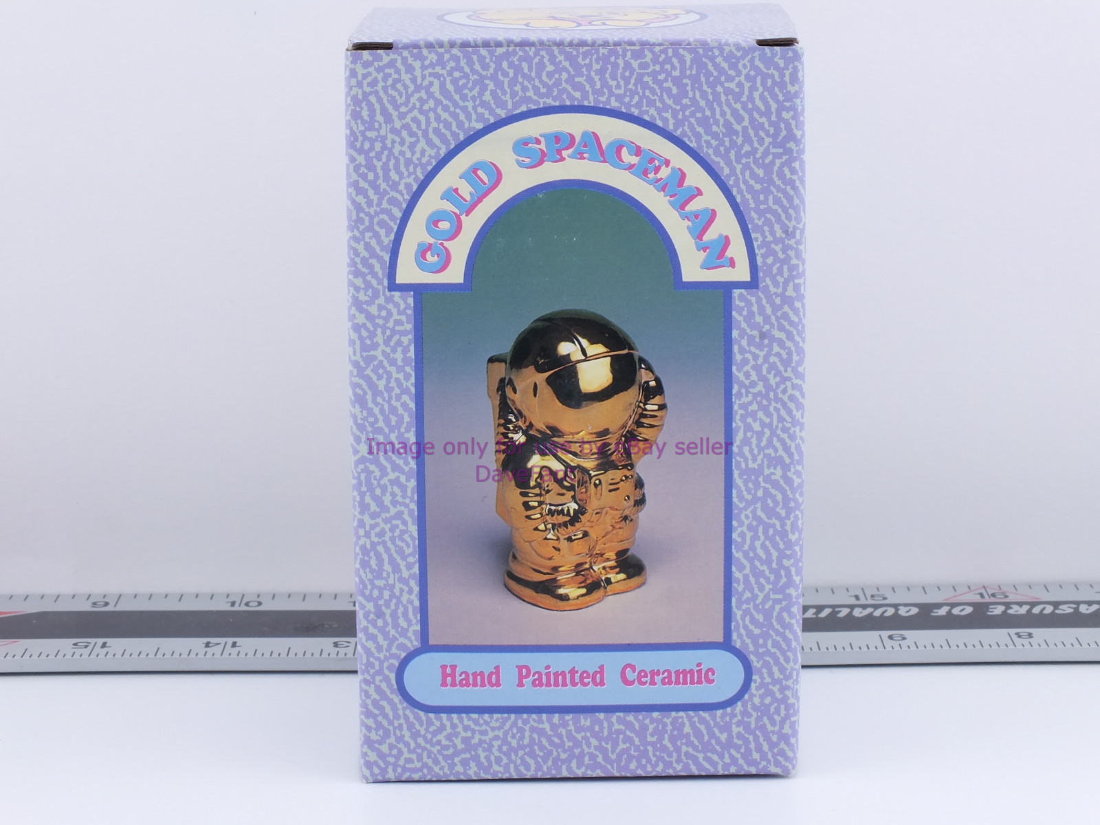 SpaceMan Coin Bank Ceramic Gold Tone Hand Painted from 1990 - NEW