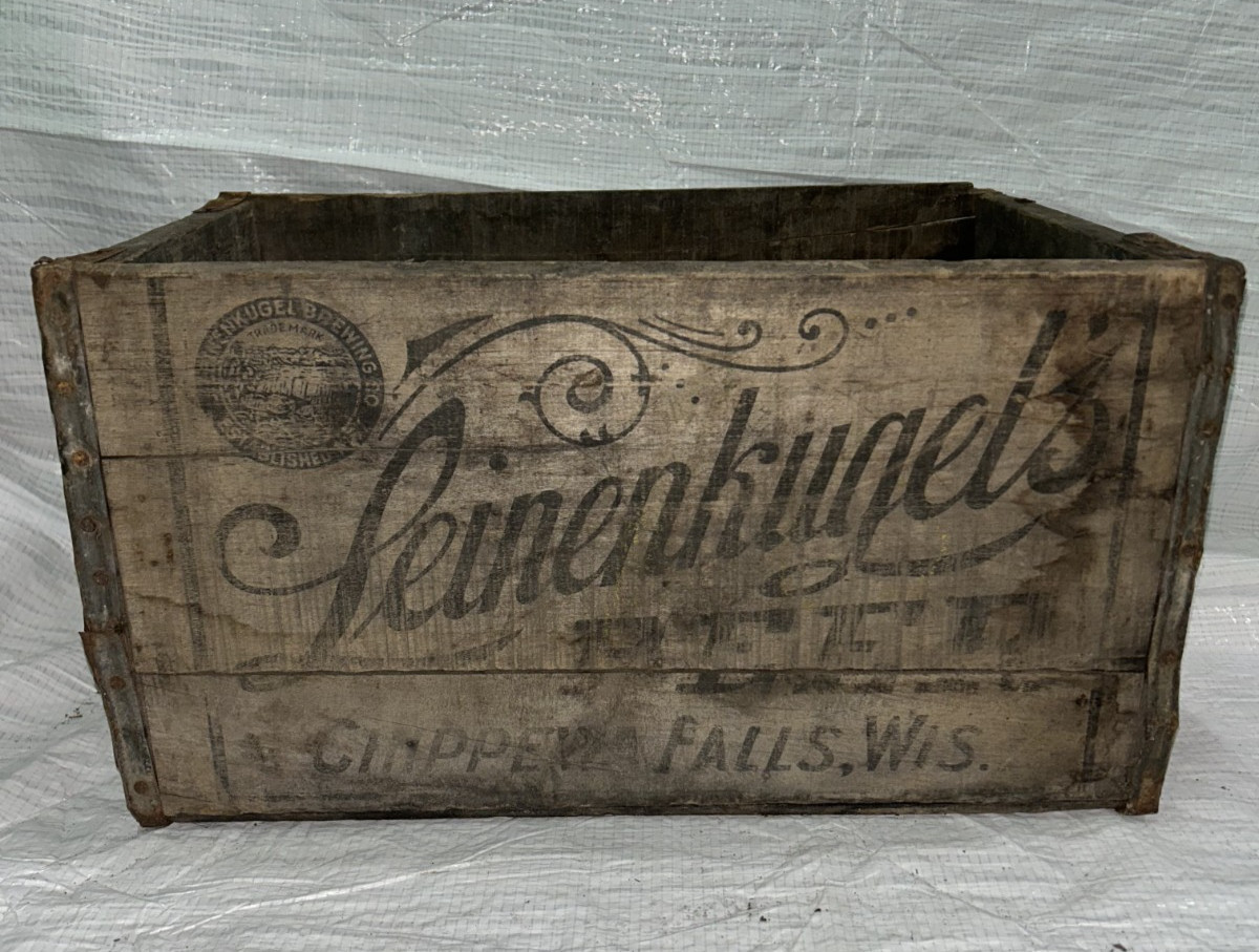Antique Leinenkugel’s Beer Wooden Crate Chippewa Falls Wisconsin