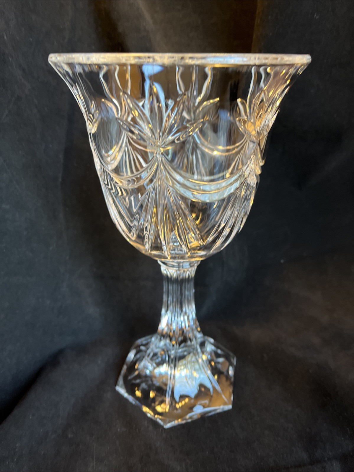 Godinger Crystal Glass Compote Vase 9\