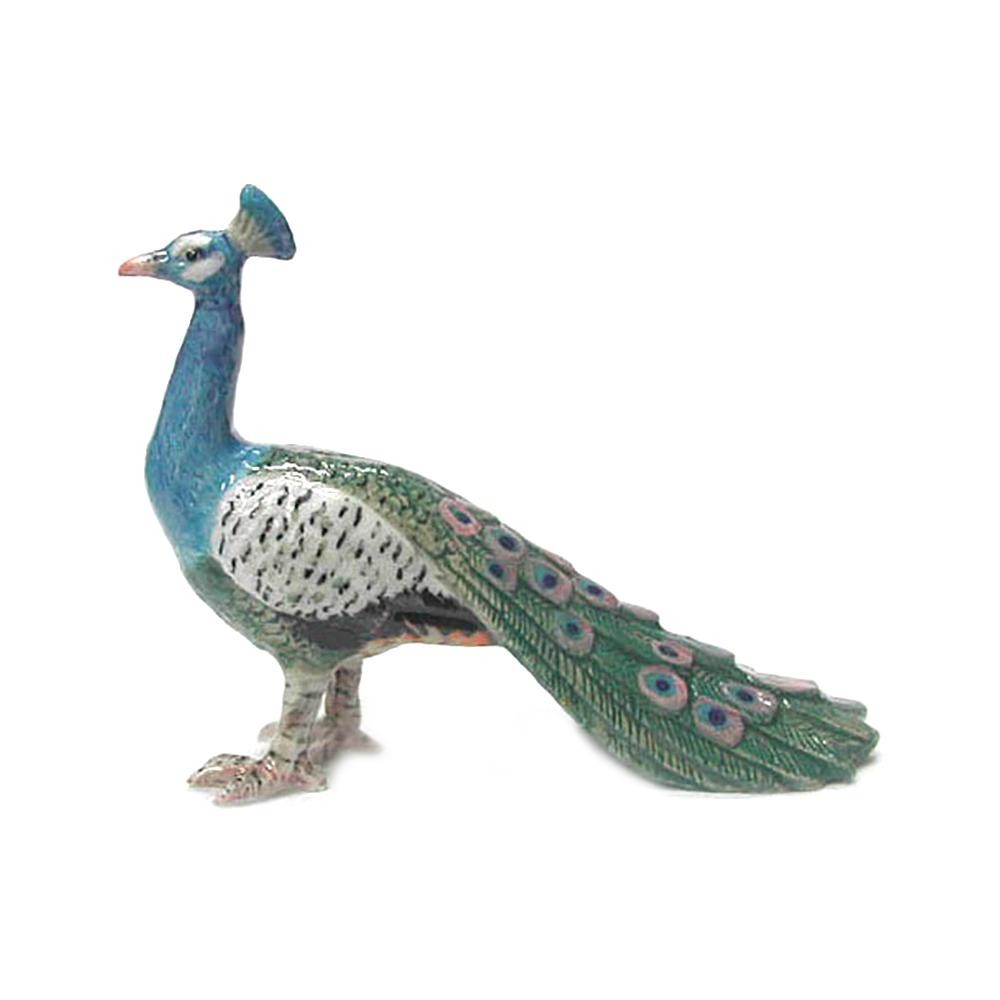 Northern Rose Peacock Figurine - Home Decor Bird - Miniature Porcelain Figurine