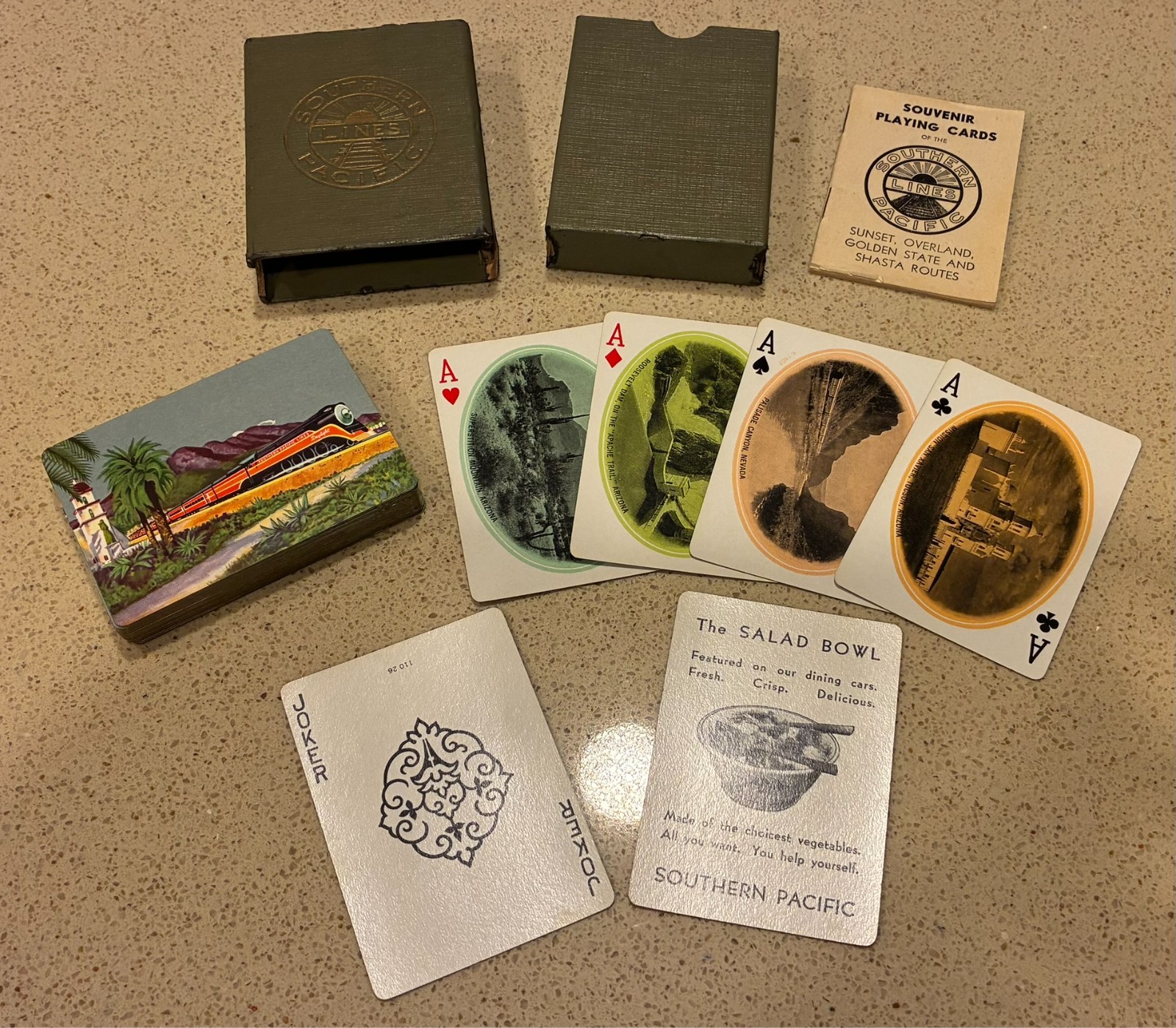 Vintage 1940\'s Southern Pacific Railroad Lines Complete 52 Playing Card Deck