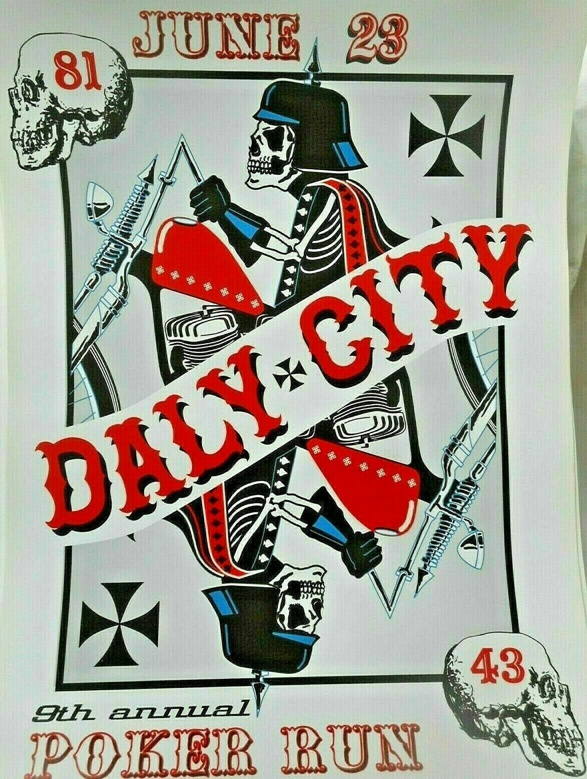 81 Hell's Angels Daly City Ca.9th Annual Poker Run June 23, 2014 Poster Rare